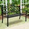 Black Garden Bench Steel Cast Iron Outdoor Patio 4-5 Person Seating